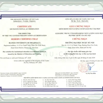 HANOI UNIVERSITY OF PHARMACY – THE PRIDE OF QUALITY, THE MARK OF PRESTIGE